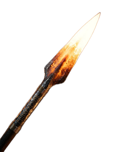 A glowing forged spear, white-hot at the tip